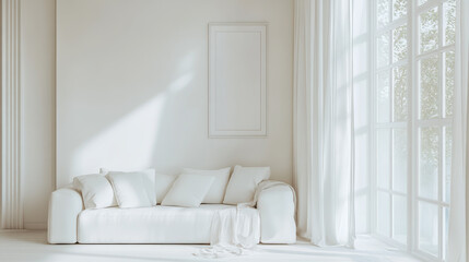 minimalistic white living room interior