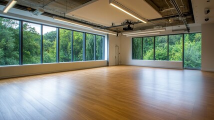 Fototapeta premium Bright and Spacious Indoor Room with Large Windows