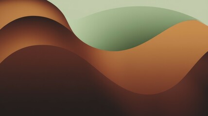 Fototapeta premium Abstract brown green waves. Abstract background with overlapping brown and green waves, creating a sense of depth and movement.