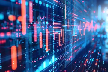 Fototapeta premium Vibrant Data Visualization with Colorful Graphs and Digital Patterns