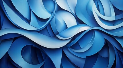 Blue Harmony, a captivating design featuring intricate shapes in dominant blue hues, creating a visually stunning abstract backdrop.