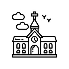 Church Outline Icon, Vector illustration