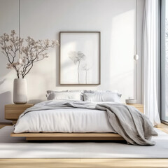 White Bedroom style Scandinavian interior design of modern
