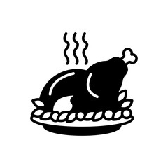 Roast Turkey Glyph Icon, Vector illustration