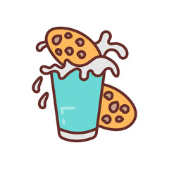 Milk And Cookies Filled Icons , Vector illustration