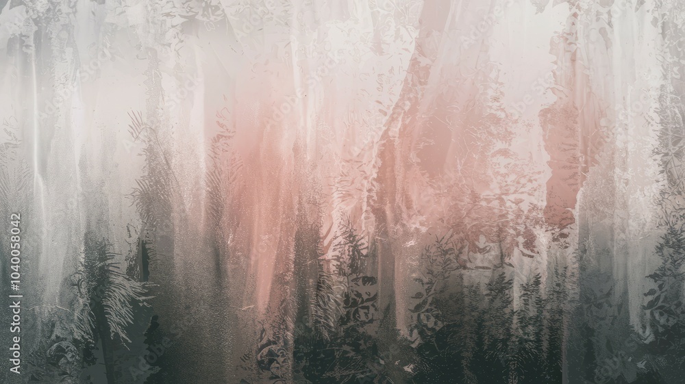 Aufkleber frosted window forest. an abstract view of a forest through a frosty window pane. the image evokes a