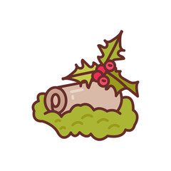 Yule Log Filled Icons , Vector illustration