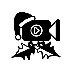 Christmas Movies Glyph Icon, Vector illustration