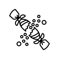 Christmas Cracker Outline Icon, Vector illustration