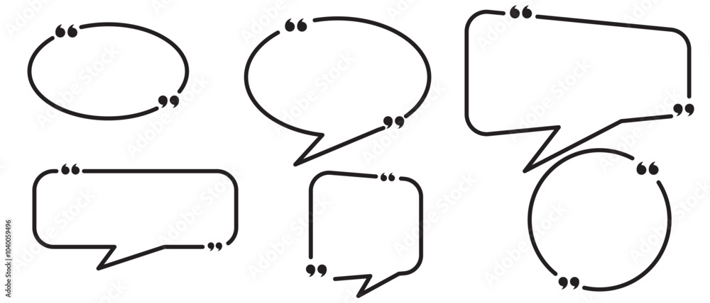 Poster quote bubble frame set best for speech quotation. speech quote marks box outline element with commas
