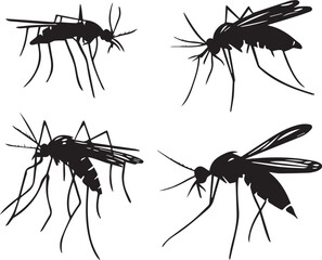 Set mosquito. Hand drawn vector illustration