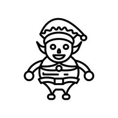 Santa Helper Outline Icon, Vector illustration