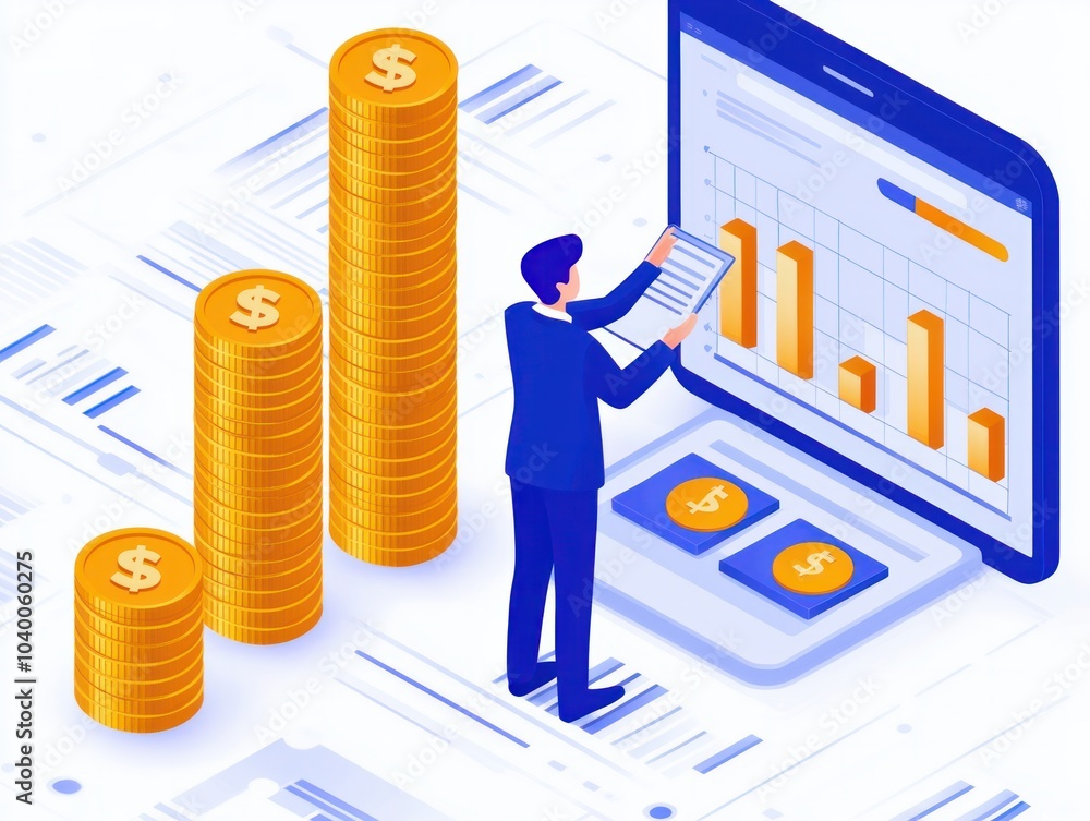 Poster analyzing financial trends maximizing business growth through data insights and visualization