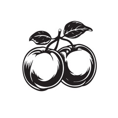 Peaches In cartoon, hand-drawn flat style. image for social media, websites and UI. Isolated 2D vector design in logo, icon, sketch style, simple line vector, single color. AI Generative Art.