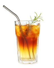 Refreshing espresso tonic drink with rosemary isolated on white