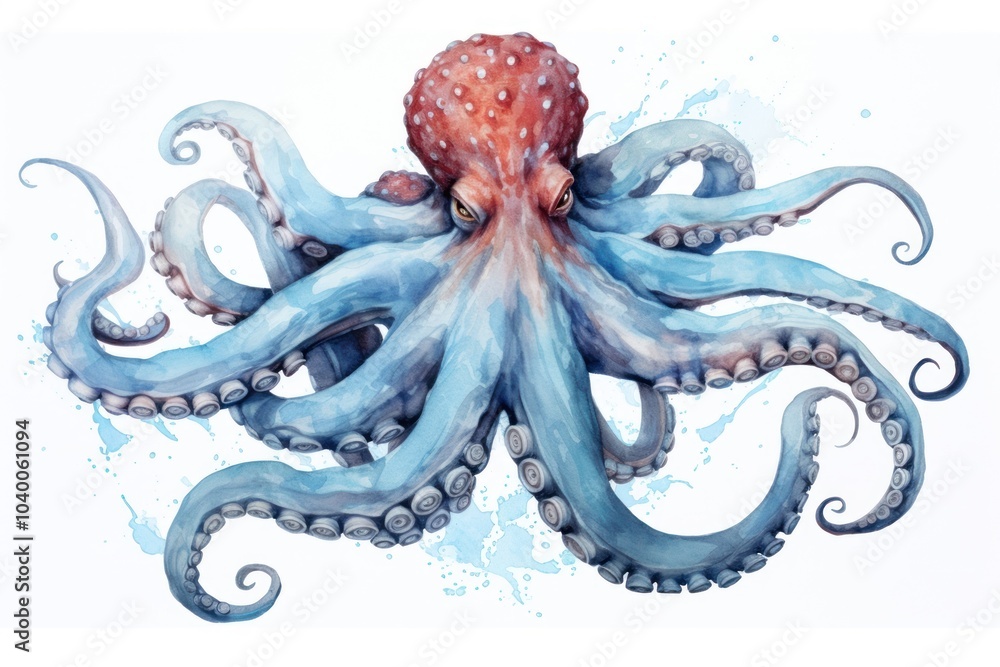 Poster Octopus animal white background invertebrate.