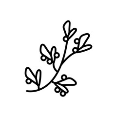 Mistletoe Outline Icon, Vector illustration