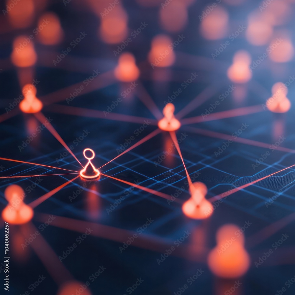 Poster exploring the intricate connections of digital networks and their impact on modern communication