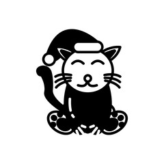 Christmas Cat Glyph Icon, Vector illustration