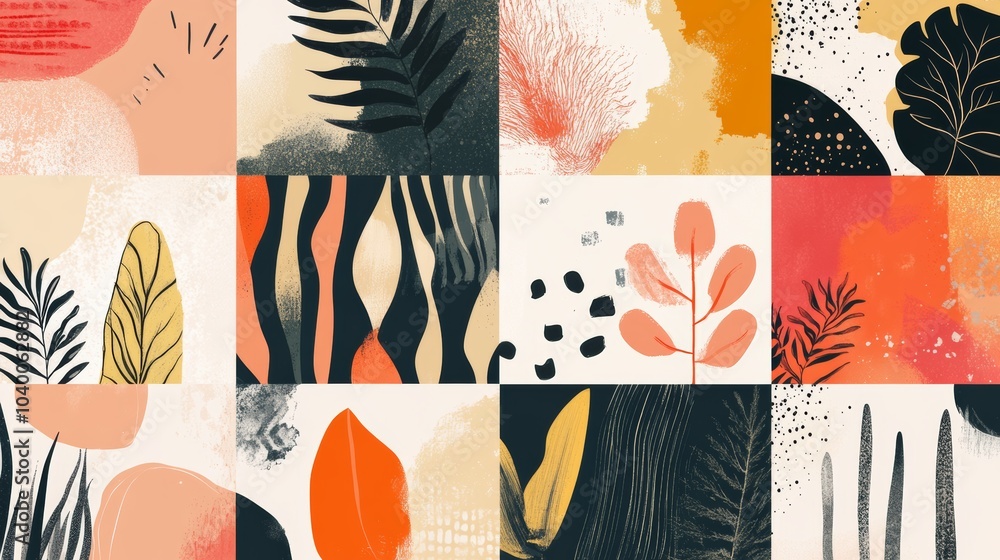 Poster a set of digital illustrations with modern and abstract designs, perfect for enhancing your visual p