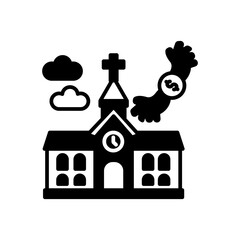Church Donation Glyph Icon, Vector illustration