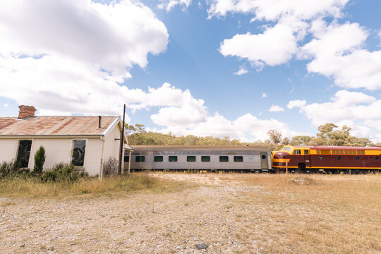 The iconic 'Southern Aurora' passenger train stopped at remote Ben Bullen Station