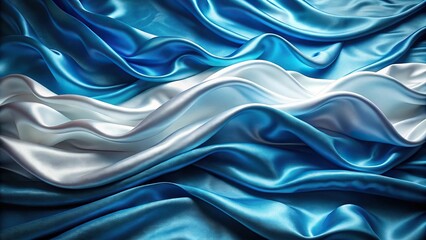 Obraz premium Marine inspired composition on blue and white satin wave background asymmetrical