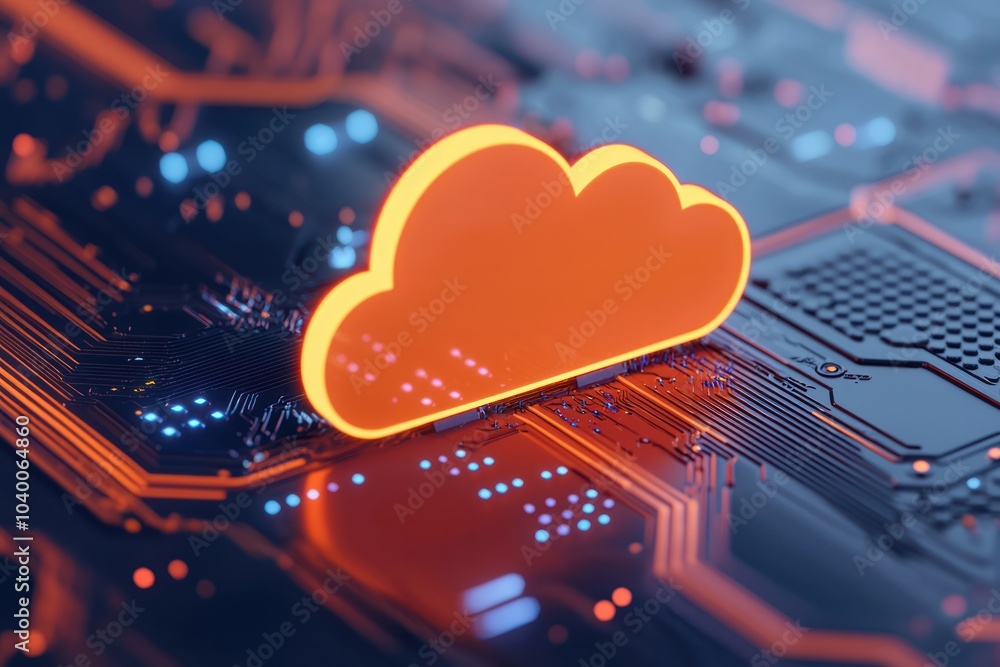 Aufkleber exploring the intersection of cloud technology and circuitry in modern digital solutions