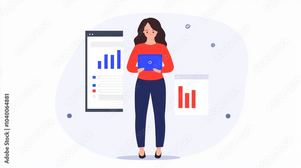Aufkleber analyzing business data trends with interactive graphs and digital tools for effective insights