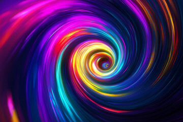 Swirling Vortex of Neon Colors: Abstract Digital Art