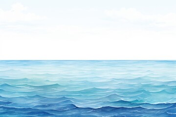 Obraz premium Ocean outdoors horizon nature, digital paint illustration.