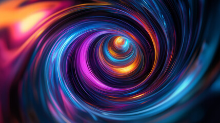 Swirling Vortex of Neon Colors: Abstract Digital Art
