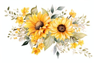 Sunflower pattern plant white background.