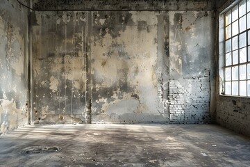 Abandoned Industrial Space with Weathered Walls and Natural Light