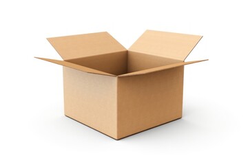 Carton open cardboard box white background.