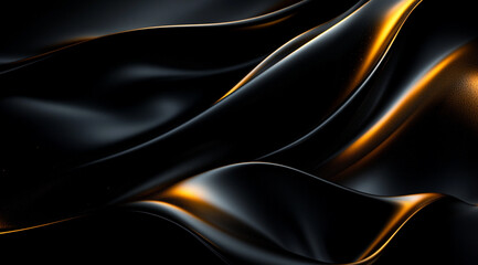 Obraz premium Black background, a three-dimensional abstract pattern with flowing lines and curves, creating an elegant atmosphere 