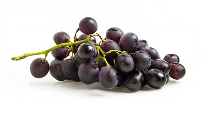 Fototapeta premium A bunch of dark purple grapes on a white background.