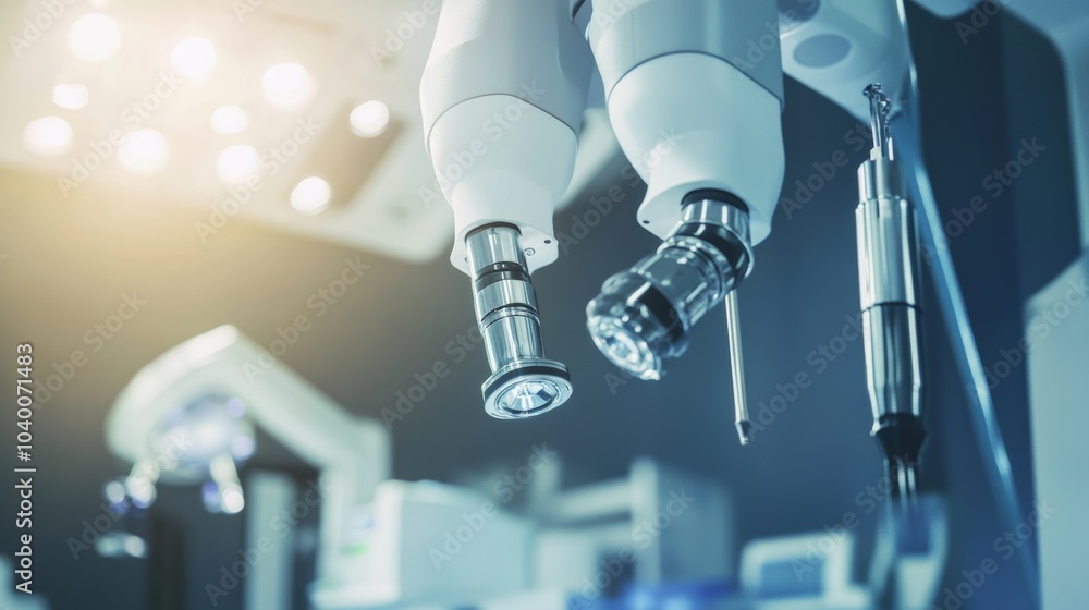 Aufkleber A robot conducting precision surgery in a high-tech operating room with advanced surgical tools and clean, sterile surroundings, Medical tech style