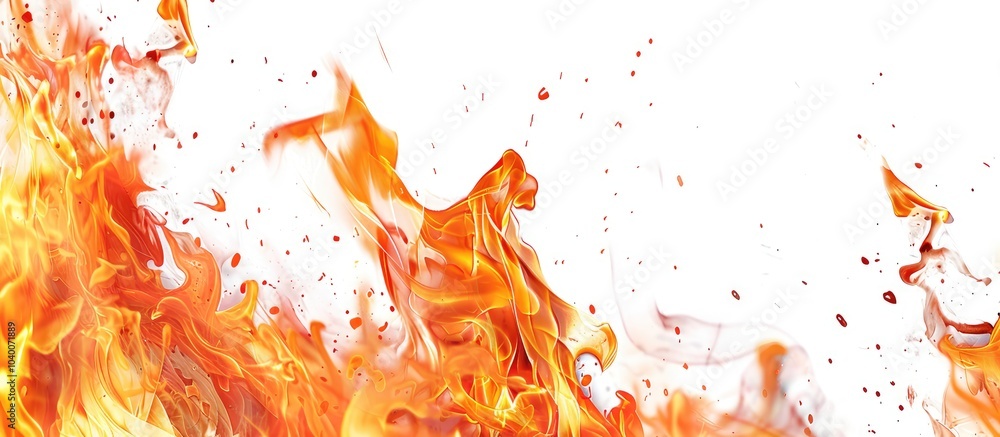 Poster Flames of fire on a white background with copy space image