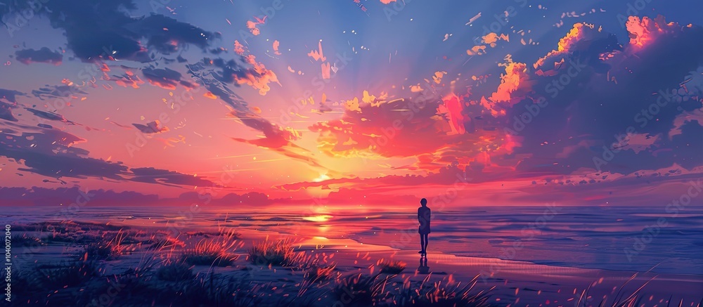 Poster enjoy the romantic allure of sunsets as they paint the sky with vivid hues at the break of dawn with