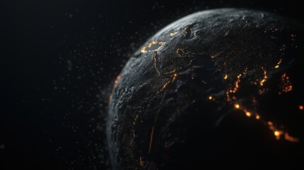 Obraz premium Digital Earth with luminous connections spreading across continents, symbolizing global internet networks, communication, and the exchange of information