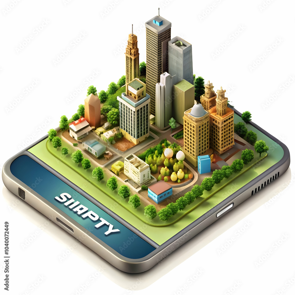 Poster smartphone screen holographic community networks concept macro image showing interconnected people n