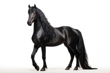 Fototapeta premium Black arabian horse stallion animal mammal.