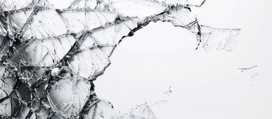 Obraz premium Closeup shot showing a torn window screen on a white background with copy space image available