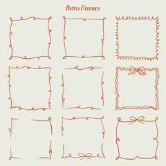 Retro Hand-Drawn Square Vector Frames for cards, wedding invitations
