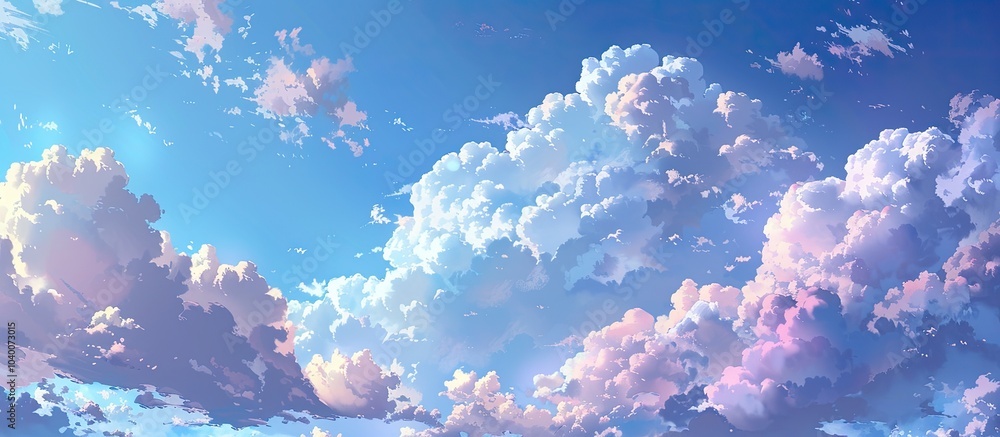 Poster the sky is partly cloudy with numerous small clouds providing a picturesque background in the copy s