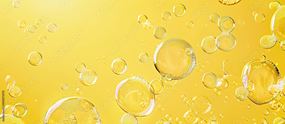 Poster yellow backdrop with soap bubbles creating a visually appealing look with room for text in the copy 