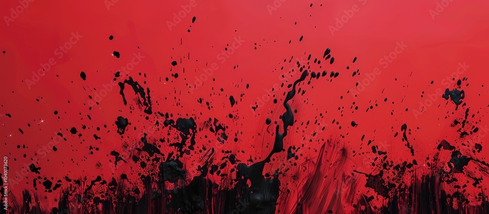 Poster red backdrop with black ink splatter copy space image