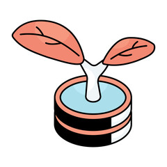 A flat design icon of money plant