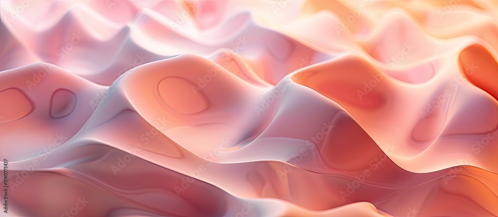 Poster close up shot of a peach fuzz toned abstract relief volume waves background suitable for banner web 